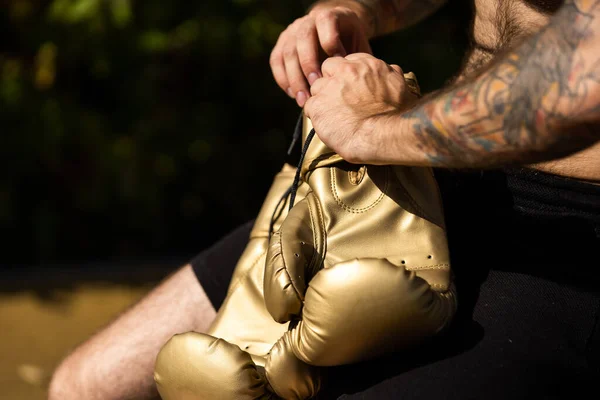 Luchador Concepto Guantes Boxeo Retrato — Foto de Stock