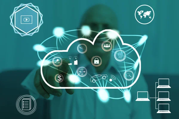 Icône Technologie Cloud Pour Les Achats Ligne Concept Entreprise Mondiale — Photo