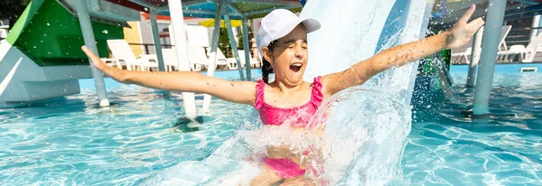 Joyeux Enfant Jouant Dans Piscine Concept Vacances Été — Photo