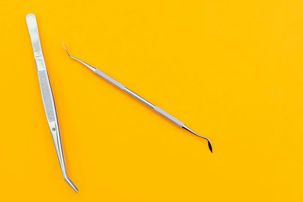 Dental Tool Orange Background — Fotografia de Stock