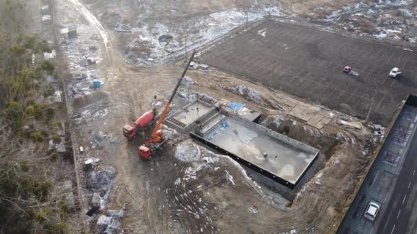 Bouwen Van Zwembad Zwembad Met Stalen Structuur Stalen Structuur Van — Stockvideo