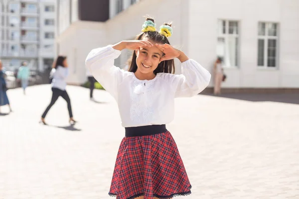 Ucrânia Conceito Com Criança Menina Estudante Aprenda Língua Ucraniana — Fotografia de Stock