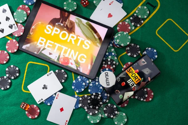 Jogos Azar Casino Online Internet Apostas Conceito Tela Verde Smartphone — Fotografia de Stock