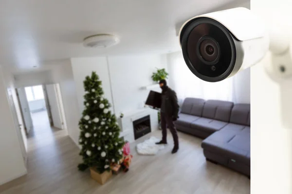 Cctv Camera Toont Een Inbreker Stelen Van Dingen Het Huis — Stockfoto