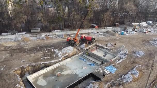Construction Large City Swimming Pool — Stock Video