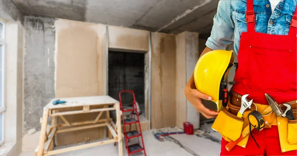 Construtor Faz Tudo Nova Casa — Fotografia de Stock