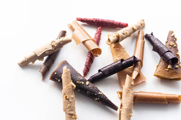 fruit pastille. fruit leather isolated on a white background