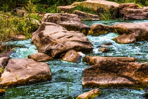 Fiume Montagna Tramonto Nel Parco Matese — Foto Stock