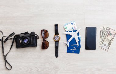 Seyahat edilecek şeylerin havadan görüntüsü