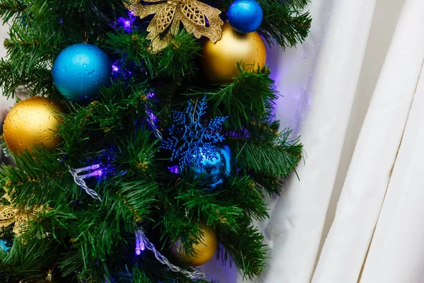 Detalles Coloridos Cerca Del Mercado Justo Navidad Bolas Decoraciones Para — Foto de Stock