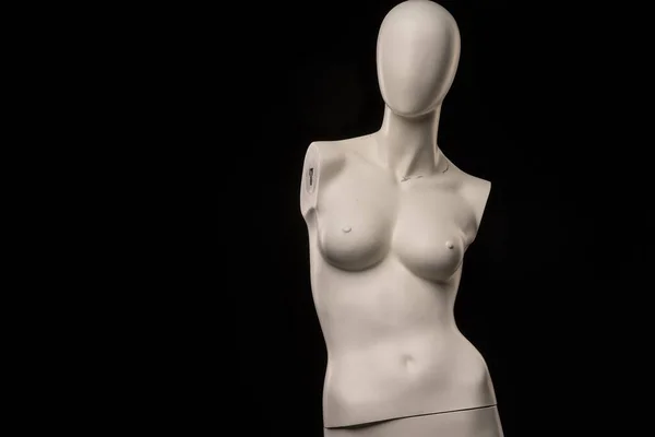 Een Wit Vrouwelijk Poppenportret Met Zwarte Achtergrond Kunst Anatomie Fotografie — Stockfoto