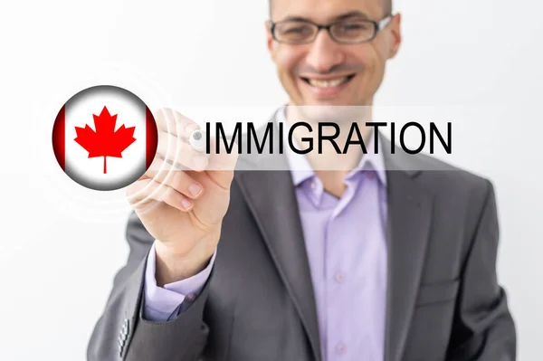 Zászló Kanadai Felirat Bevándorlás — Stock Fotó