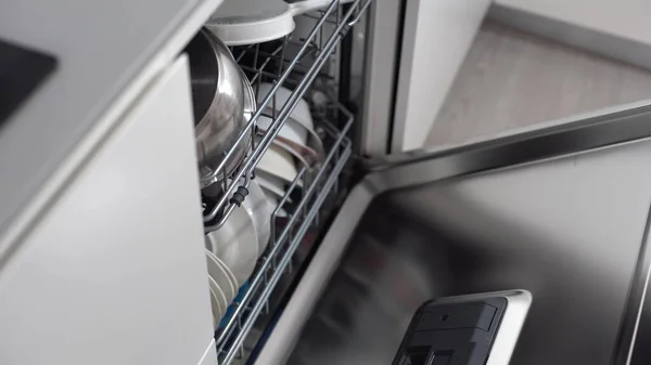 Modern Dishwasher Open Technology Kitchen — Stock Photo, Image