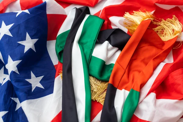 Bandiera Degli Stati Uniti America Bandiera Nazionale Degli Emirati Arabi — Foto Stock