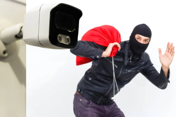 Security Camera Concept Camera Room Thief — Stock Photo, Image