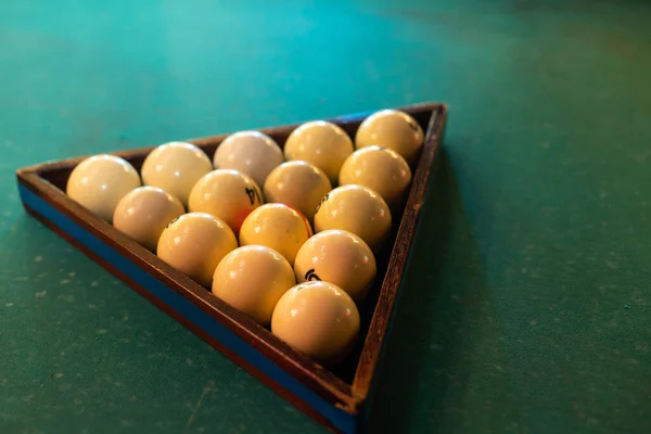 White Billiard Balls Billiards Triangle Table White Billiard Balls Billiards — Foto Stock