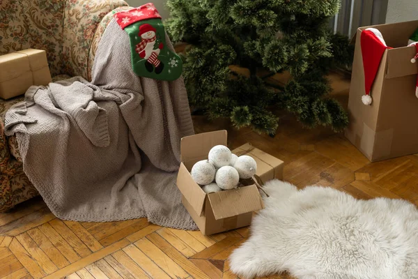 Socks Christmas Tree Preparing Christmas — Foto Stock