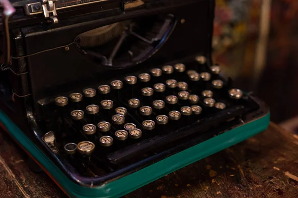 Antique Typewriter. Vintage Typewriter Machine Closeup Photo