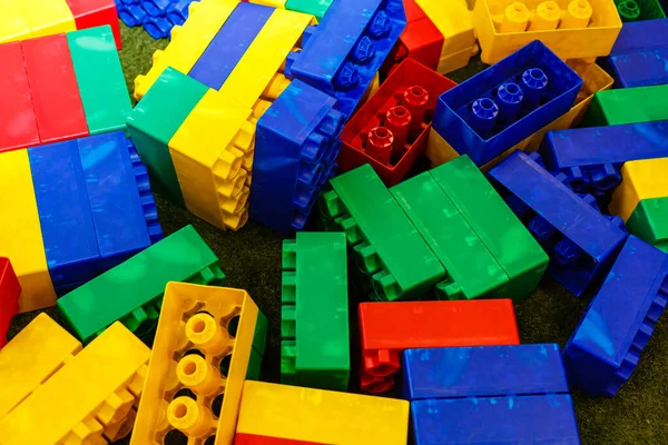 Plastic toy blocks for construction background