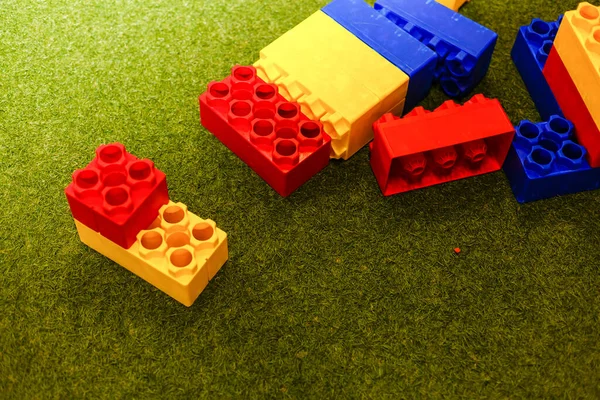Blocos Brinquedo Plástico Para Fundo Construção — Fotografia de Stock
