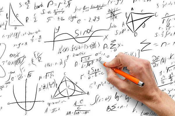 Pen Écrit Des Équations Mathématiques Sur Tableau Blanc — Photo