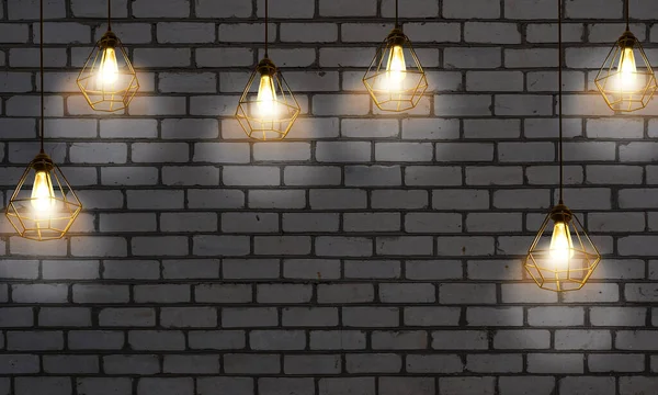 Ampoules Sur Fond Briques Sombres — Photo