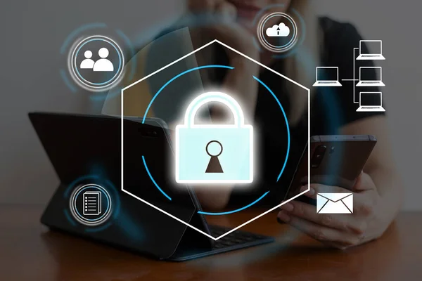 Virtual Icon Protection Lock Personal Data Protection — Stockfoto