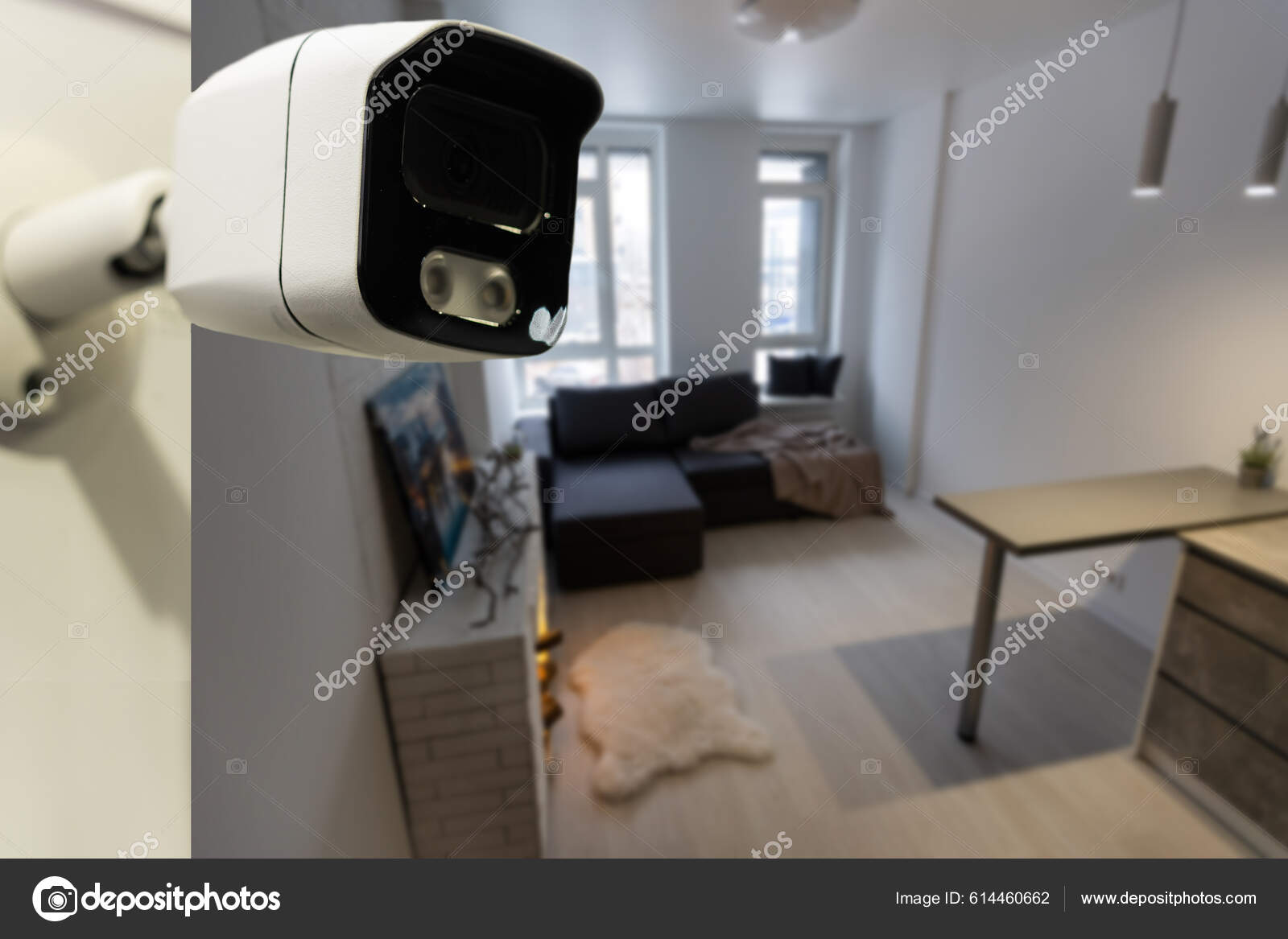Security Camera In A Room Interior Modern Empty Living Room
