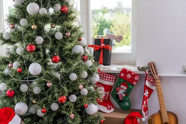 Beautifully Decorated House Christmas Tree — Stockfoto