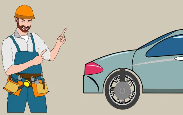 Professionelle Automechaniker Zeichentrickfigur Erstellung Fachkundiger Servicemitarbeiter Bauen Sie Ihr Persönliches — Stockvektor
