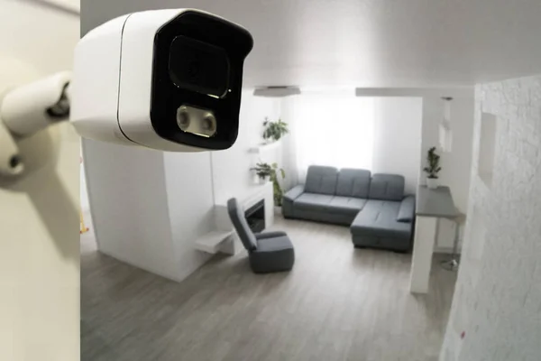 Interior Modern Empty Living Room Security Camera House — Stock Photo, Image