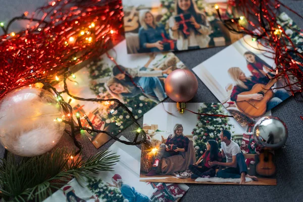 Coleção Fotos Natal Com Família Decoração — Fotografia de Stock