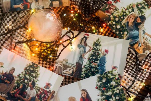 Collage Navidad Fotos Navidad Decoración — Foto de Stock