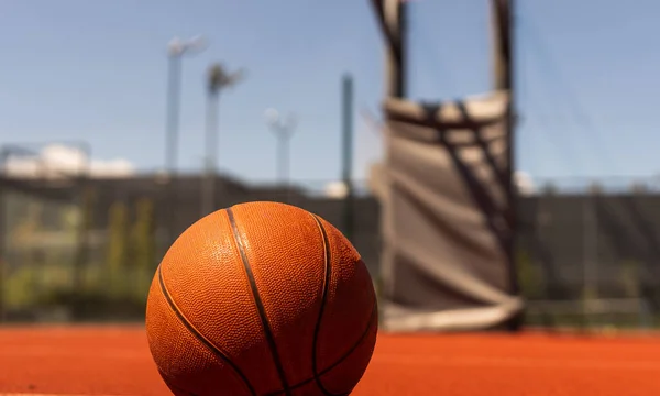 Basketball Leather Ball Court Background — Foto de Stock