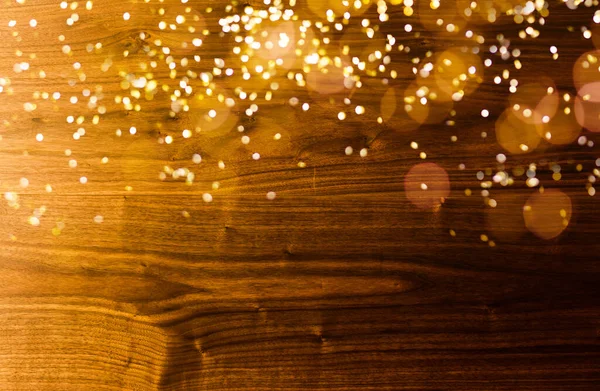 Светящиеся Гирлянды Деревянном Фоне — стоковое фото