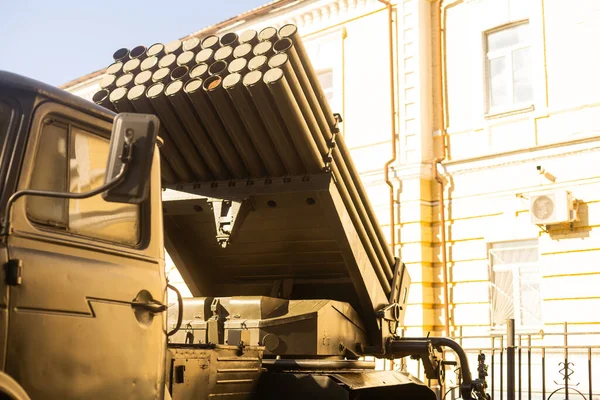 Une Partie Une Voiture Avec Système Missiles Système Fusée Thèmes — Photo