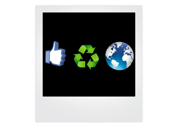 Palec nahoru recyklace šipky a blue earth — Stock fotografie