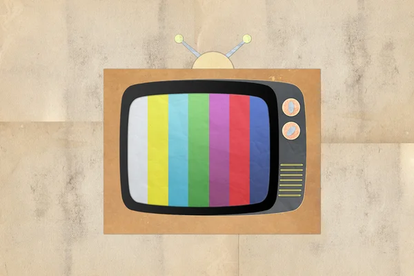 Televisie (TV) icoon gerecycled papier stick op witte achtergrond — Stockfoto