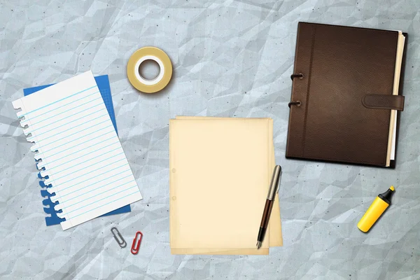 Buch Büropapiere und Stift — Stockfoto