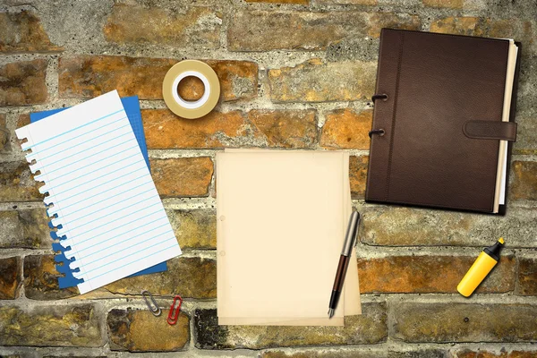 Buch Büropapiere und Stift — Stockfoto