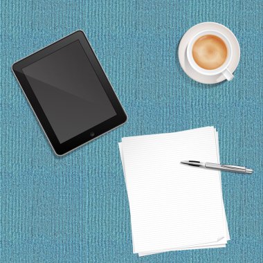 kağıt kalem kahve ve tablet pc