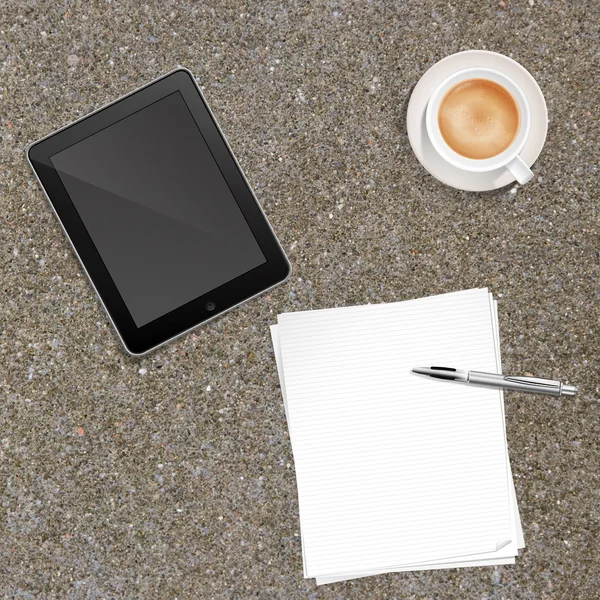 Paper Pen Coffee and Tablet PC — Stock Photo, Image