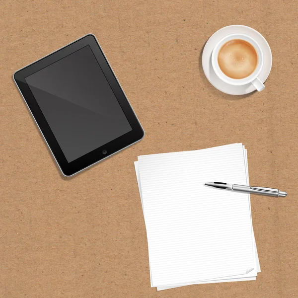 kağıt kalem kahve ve tablet pc