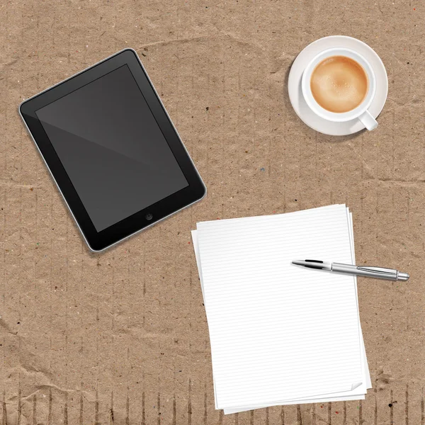 kağıt kalem kahve ve tablet pc