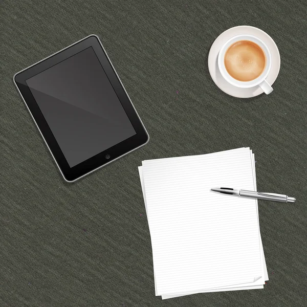 kağıt kalem kahve ve tablet pc