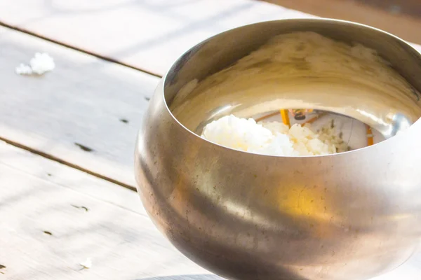 Metal monk alm bowl for donation — Stock Photo, Image