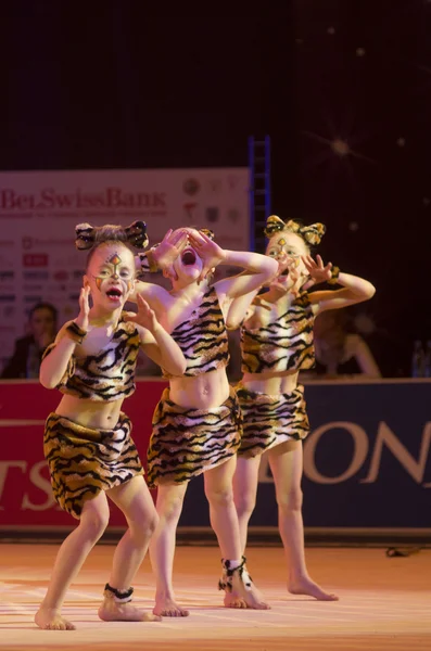 "Baby-Cup BelSwissBank" gymastics contest, Minsk, Belarus. — Stock Photo, Image