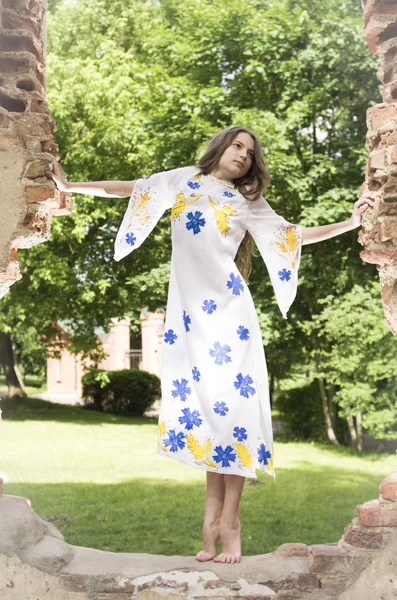 beatifull teenage girl in authentic vintage dress