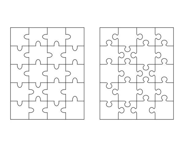 Illustrazione Puzzle Bianco Parti Isolate Separate — Vettoriale Stock