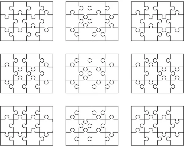 Ilustración Diferentes Rompecabezas Blancos Piezas Separadas — Archivo Imágenes Vectoriales